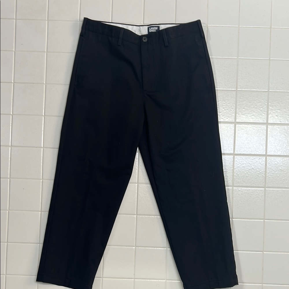 Lands' End Black Chinos with Flat Front Design